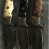 3 handmade damascus steel hunting knives